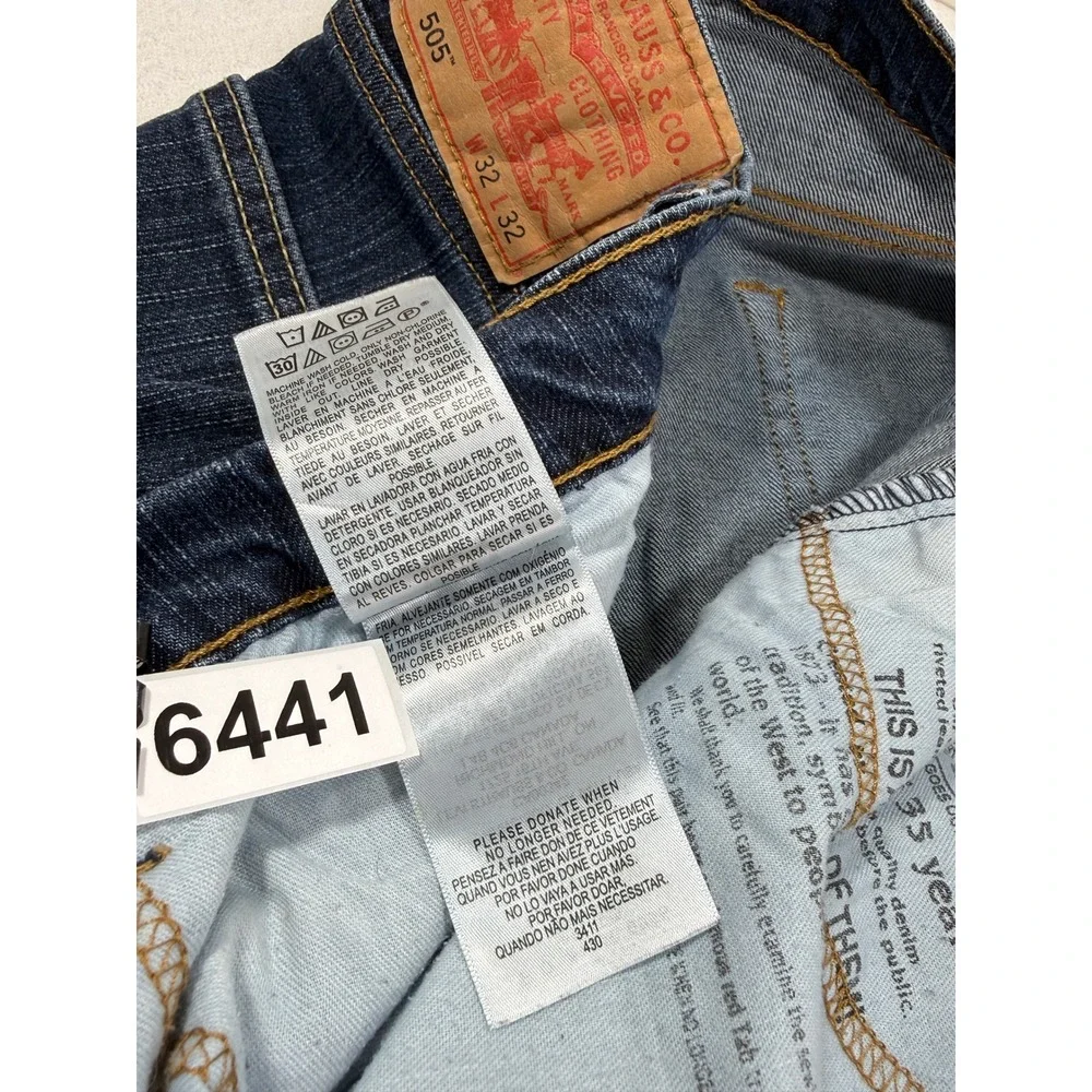 Levi's 505 Straight Jeans Mens Fits 32x31 Dark Wash Blue Stretch EUC